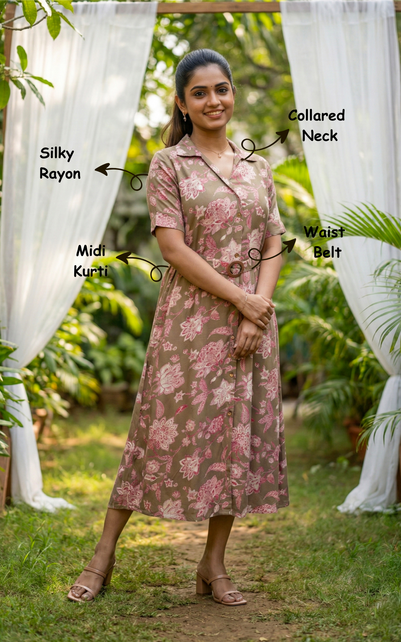Instore – Grey Modern Love Kurti for Women – Silky Rayon – Indian Ethnic Wear
