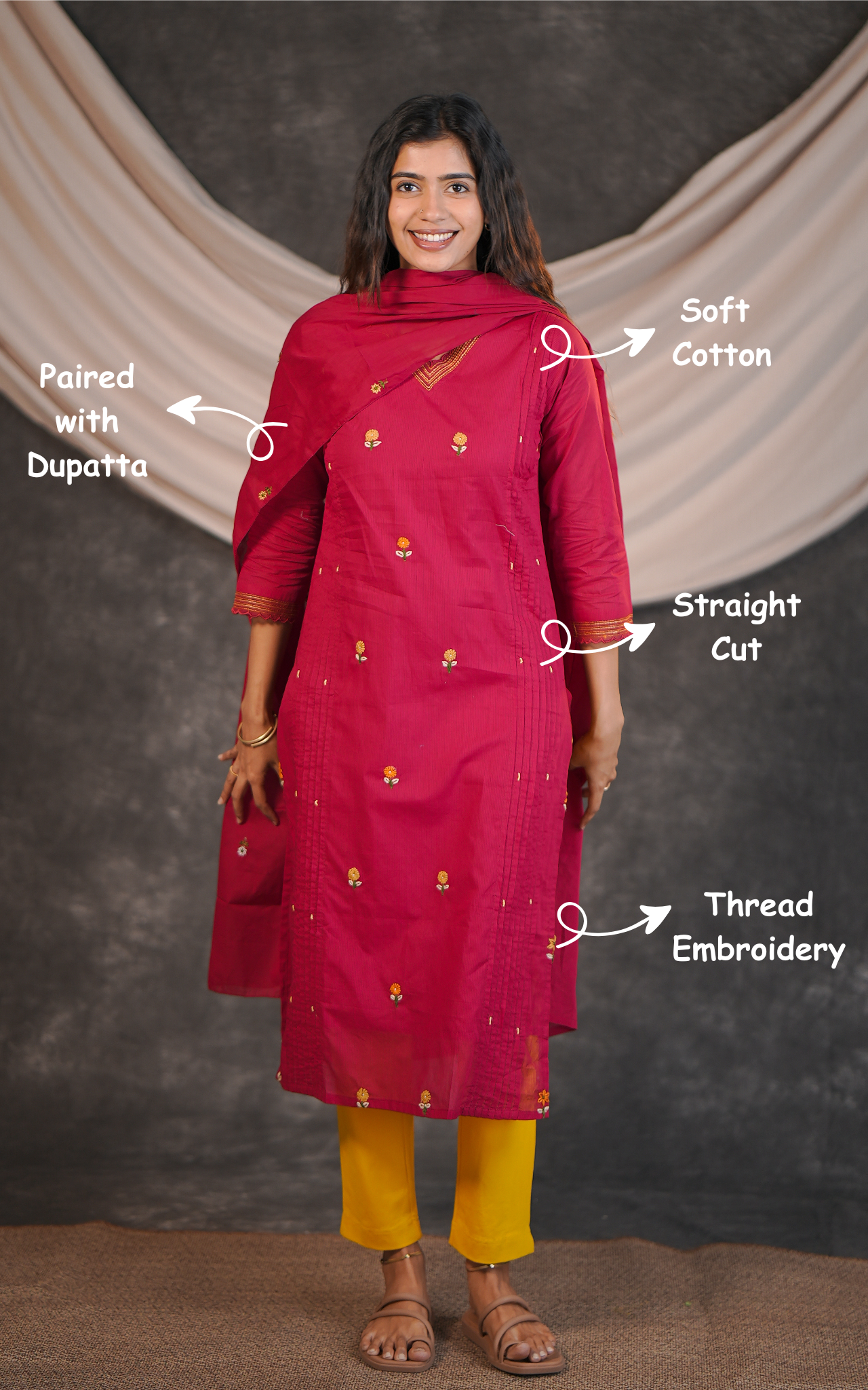 Breathable cotton summer kurti for women