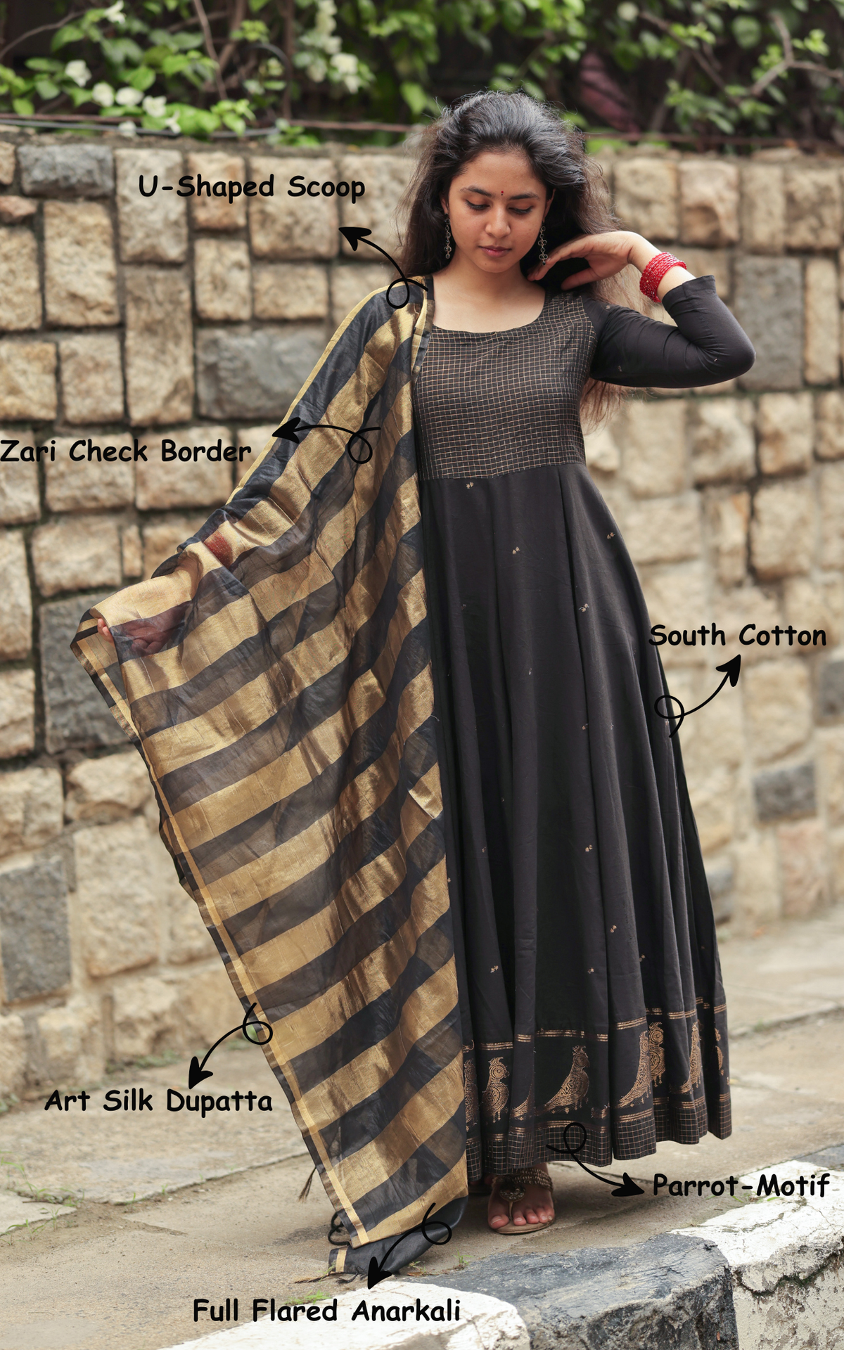 Paingili Black  (Kurti+Dupatta)