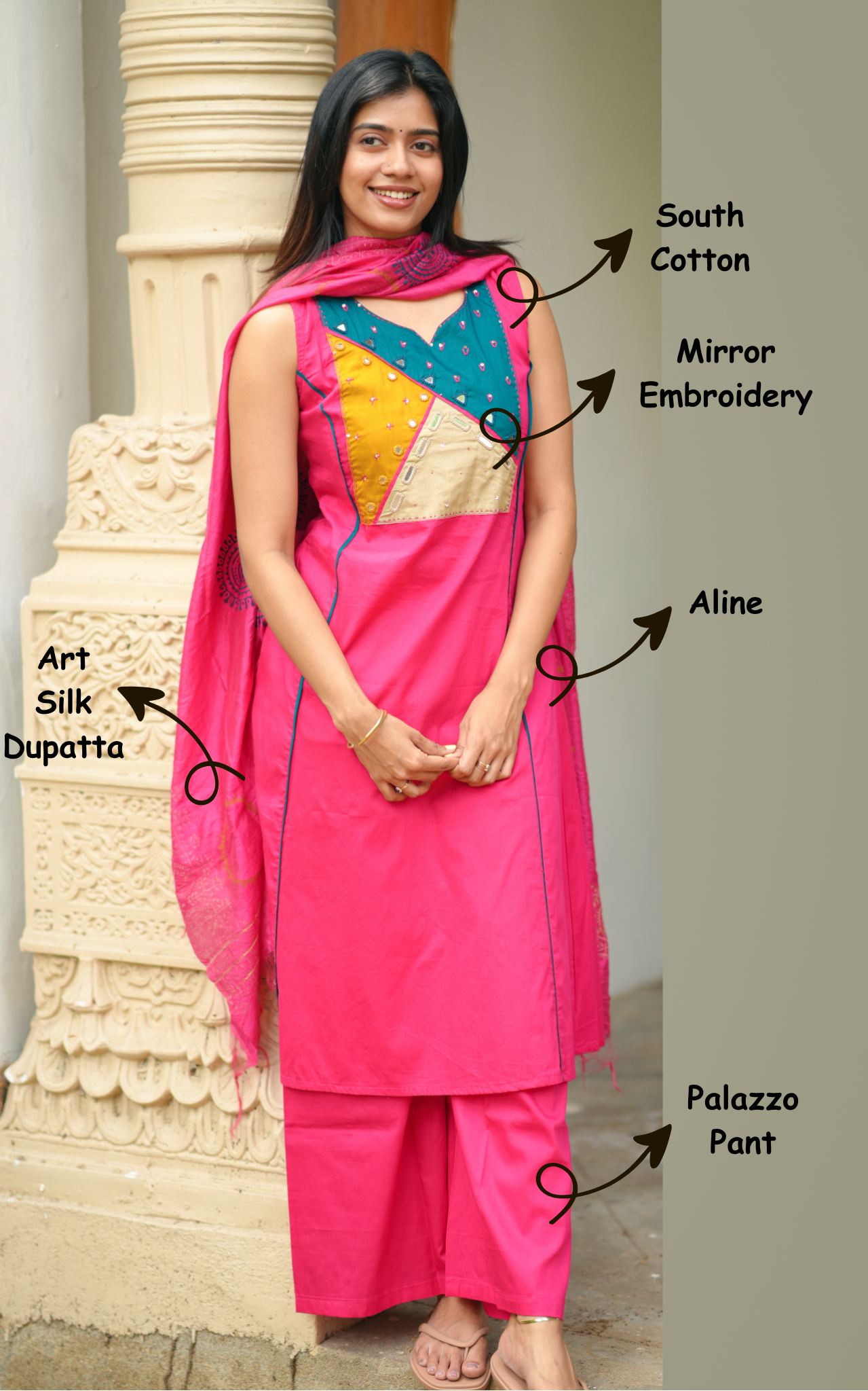 Simaya Pink (Kurti+Pant+Dupatta)
