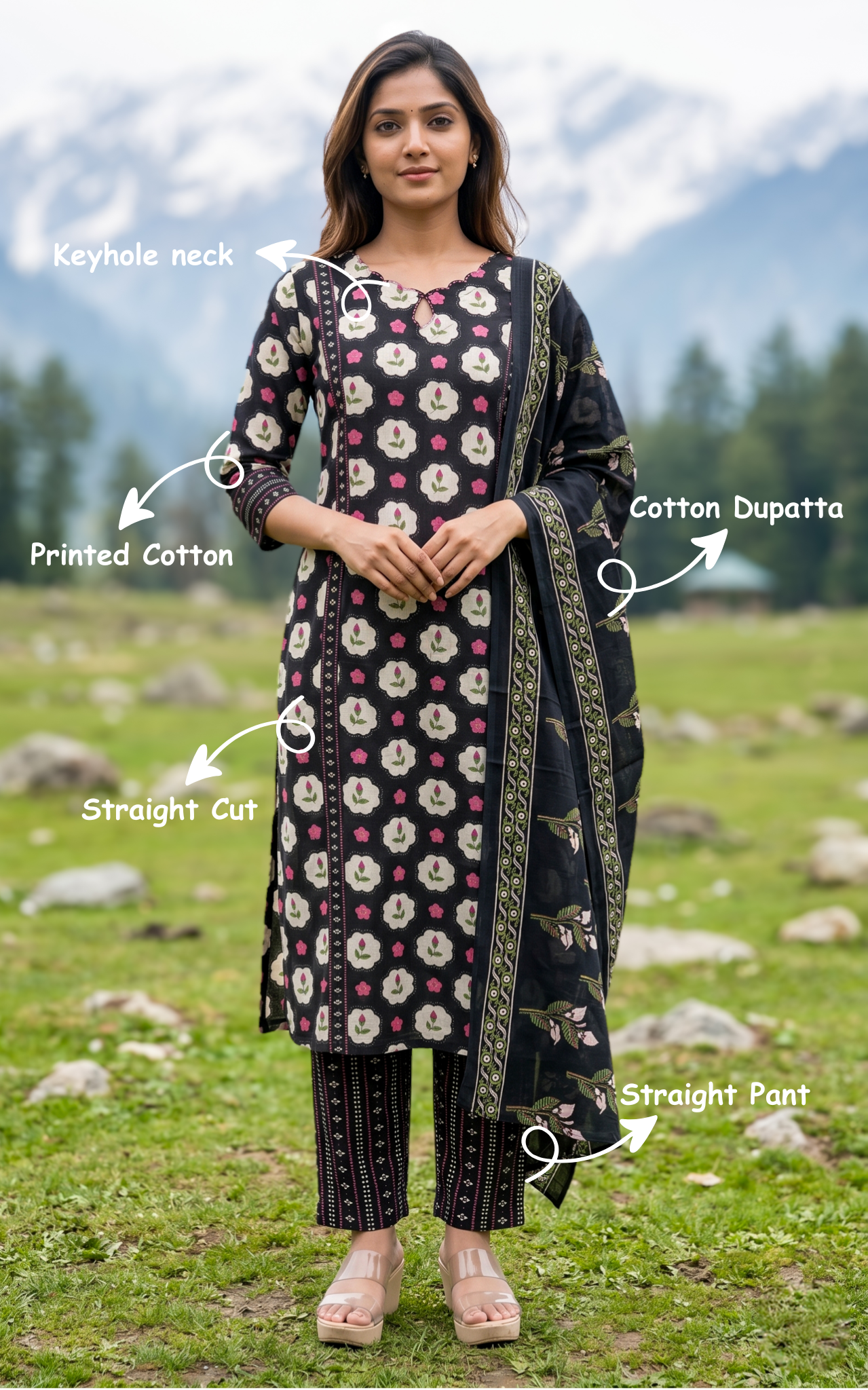 Mathimozhi A (Kurti+Pant+Dupatta)