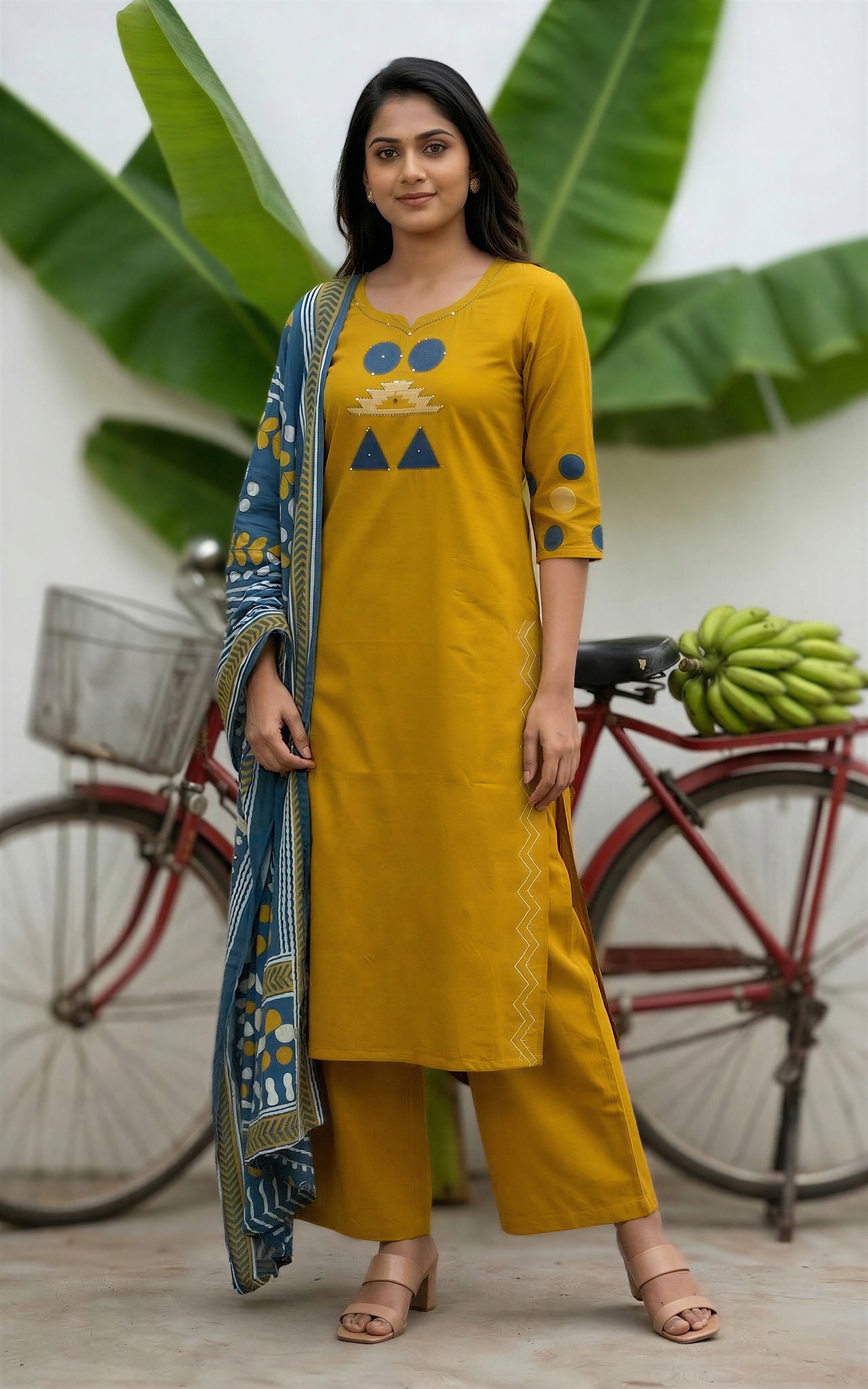 Haridhra Mustard (Kurti+Pant+Dupatta)
