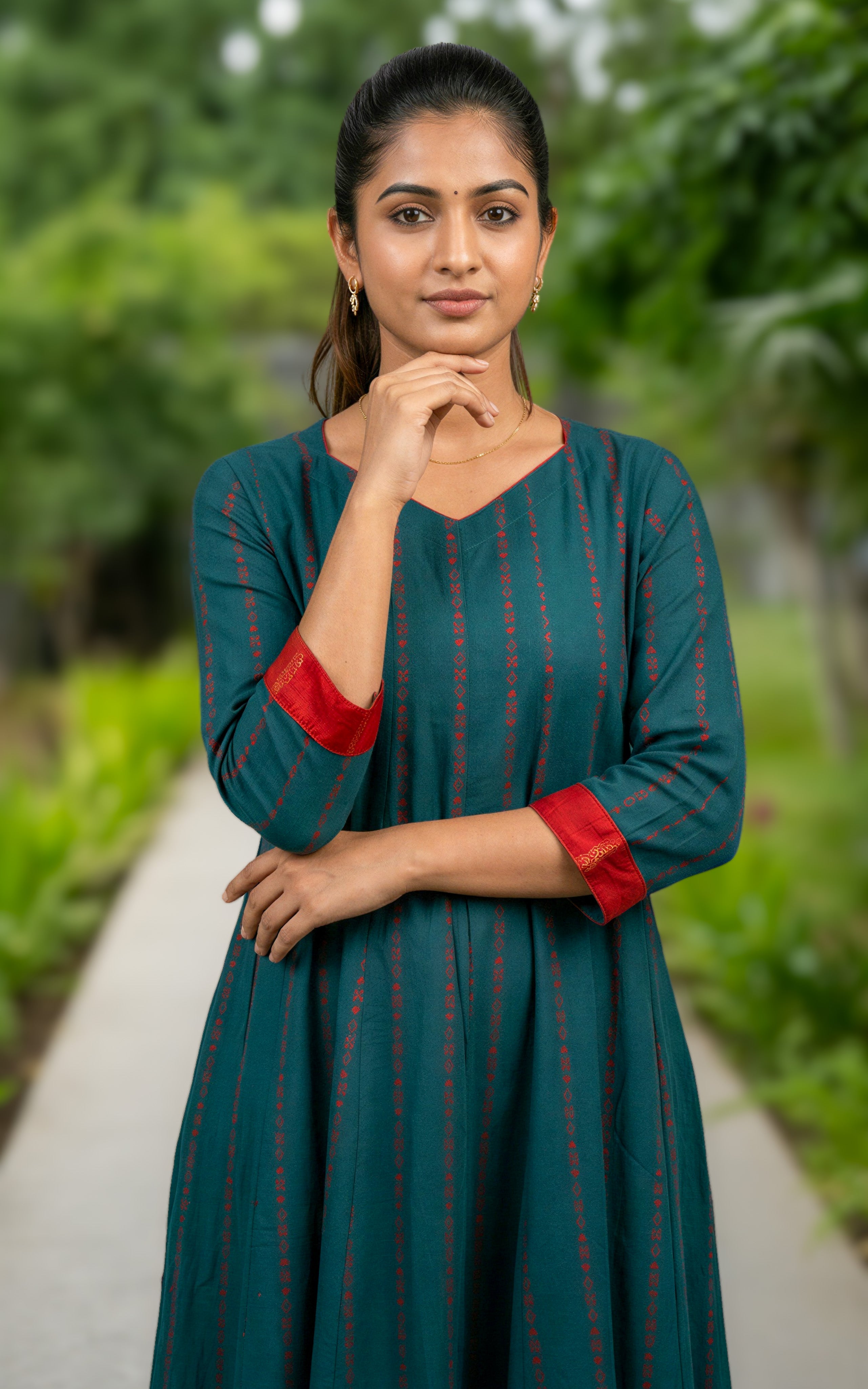Stylish Teal Full Flared Anarkali Kurti for Festive & Casual Wear