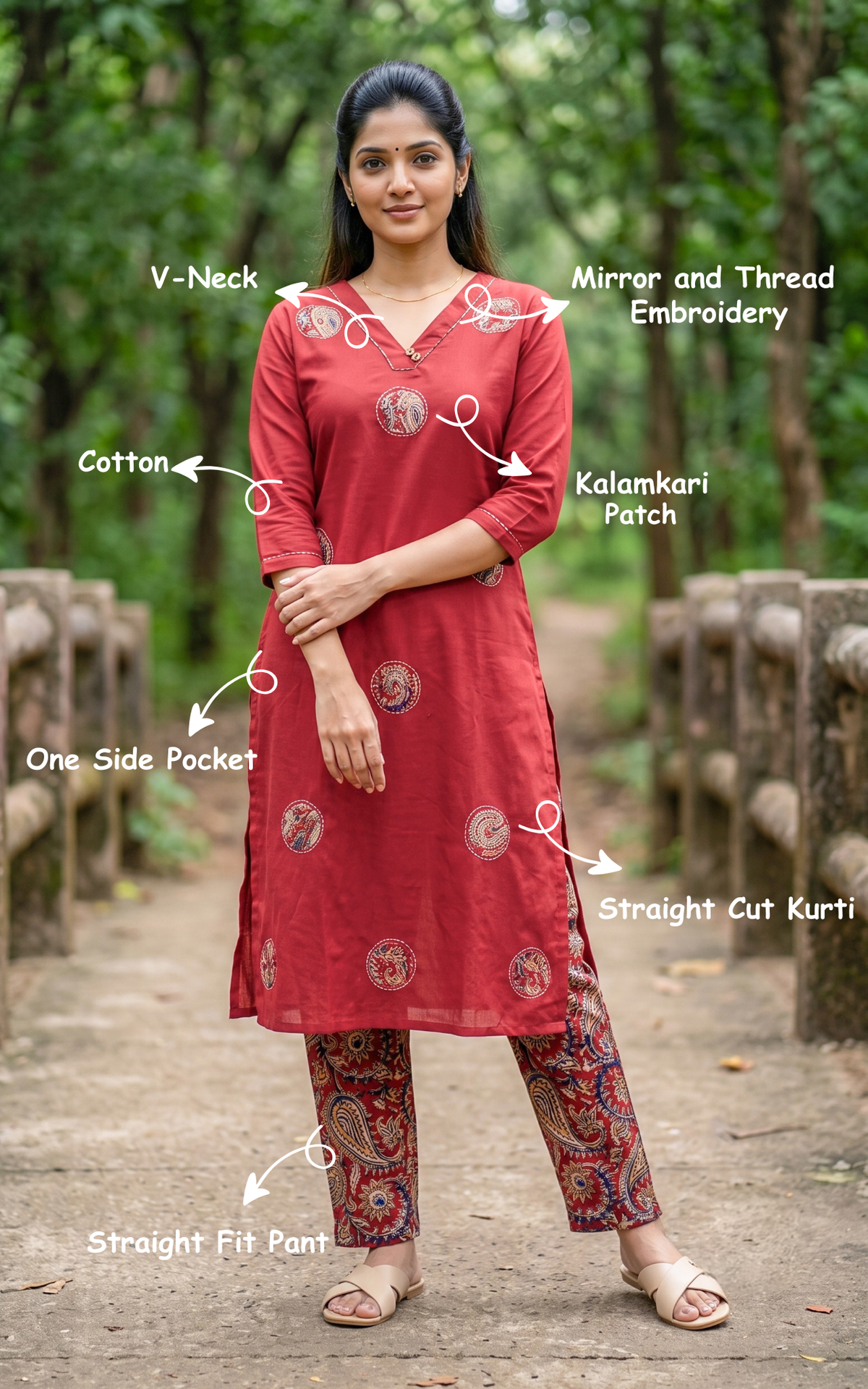 Harshini Maroon (Kurti+Pant)