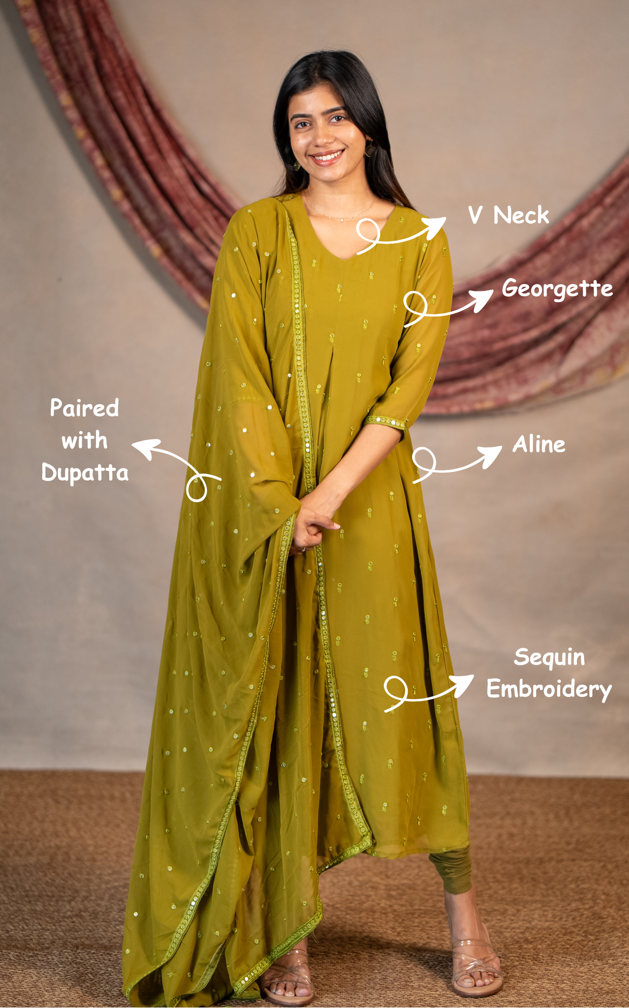 Yatra Mehandi Green (Kurti+Dupatta)