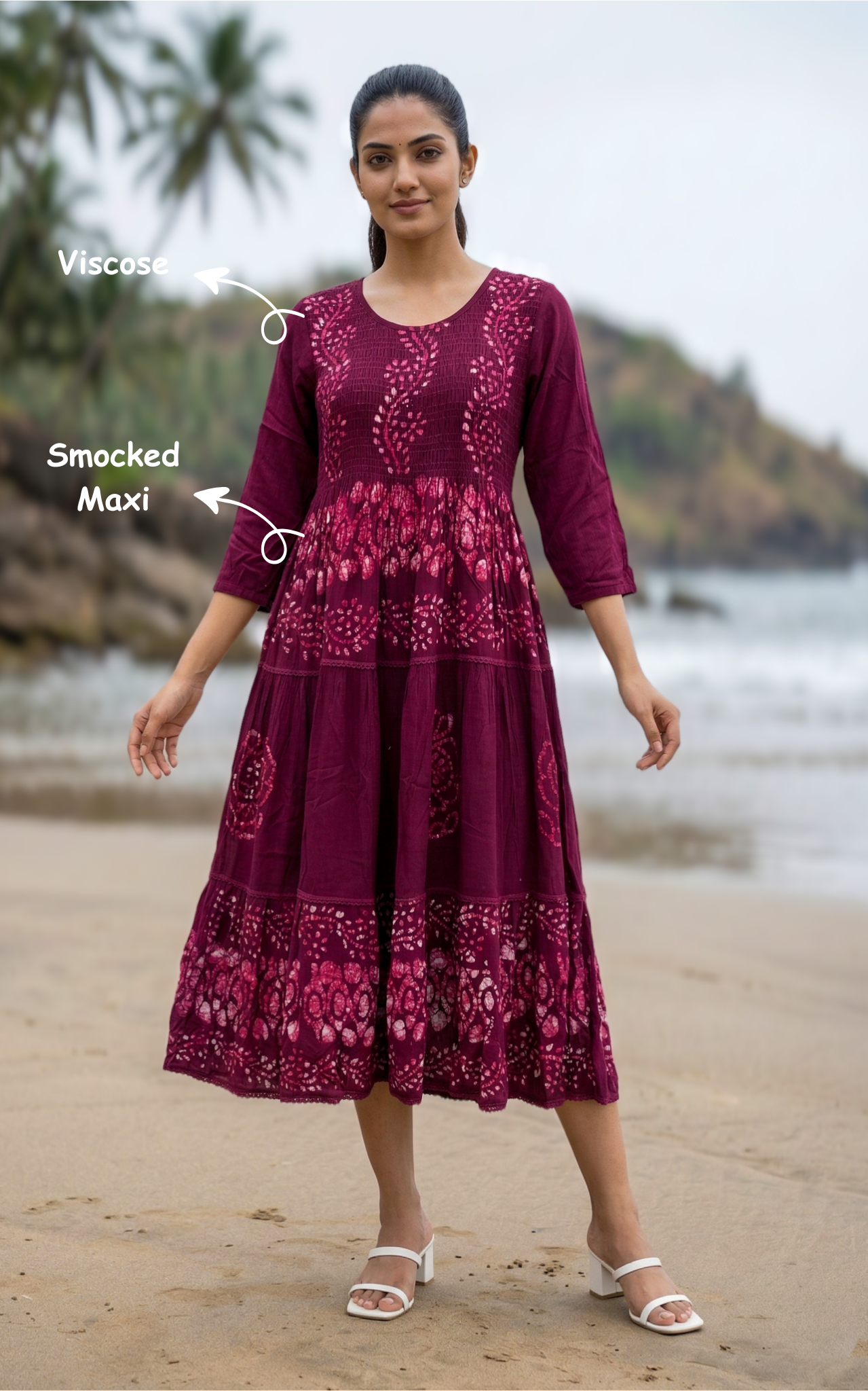 Beach Vibes Deep Maroon