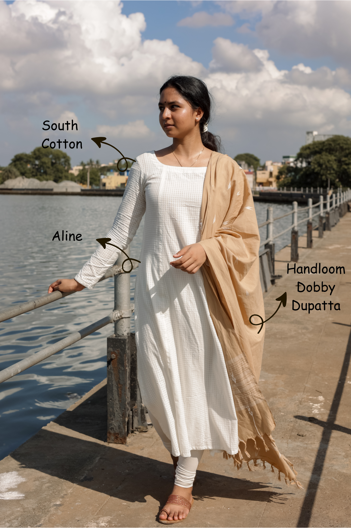 Jodi Simran White (Kurti+Dupatta)