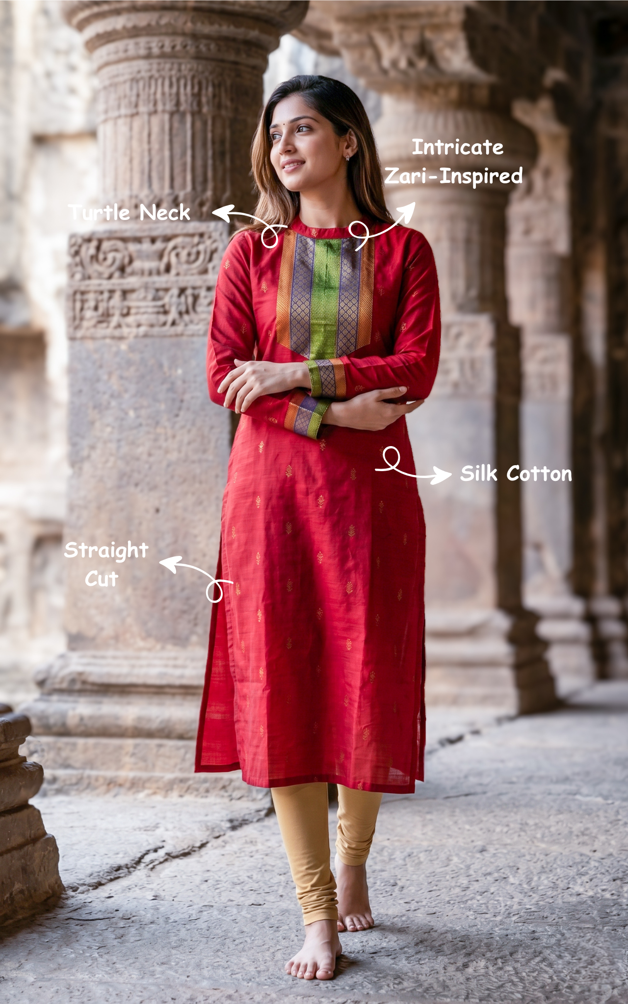Maroon trendy ethnic kurti for women