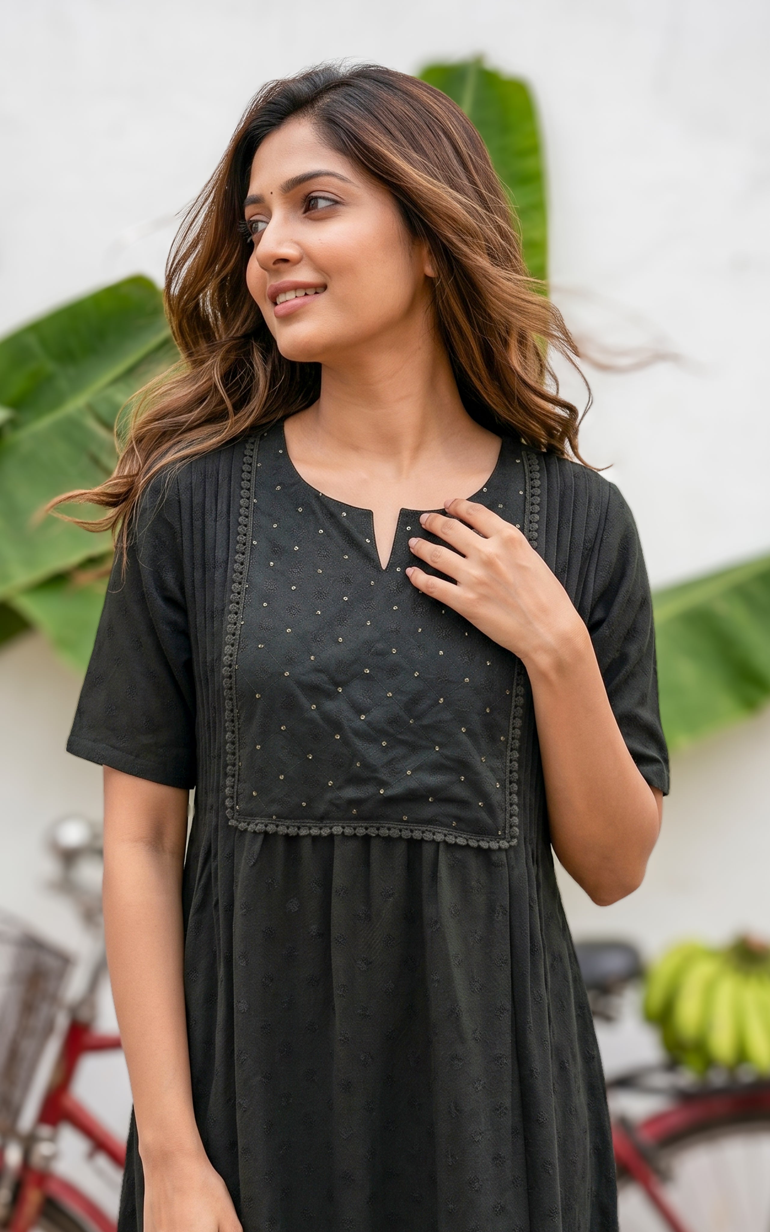Olive Green Party Wear Maxi For Women